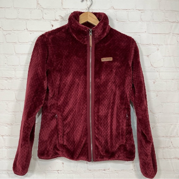 Columbia Jackets & Blazers - Columbia Jacket Womens Small Maroon Fire Side II Sherpa Full Zip Fleece Shark